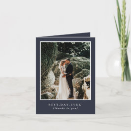 Best Day Ever Navy Blue Wedding Foto Vielen Dank Dankeskarte