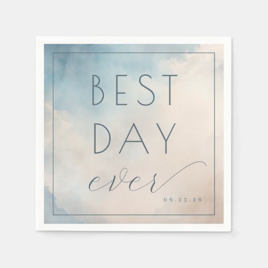 Best Day Ever Optimistic Blue Watercolor Serviette (Vorderseite)