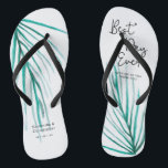 Best Day Ever Personalisiert Beach Wedding Badesandalen<br><div class="desc">Aquarellpalm-Blätter,  moderne handgeschriebene Schrift für den "besten Tag aller Zeiten",  diese Flip-Flops sind lustig und funktionell. Erweitern Sie Ihre Wertschätzung,  indem Sie Ihre Füße anziehen und glücklich behalten.</div>