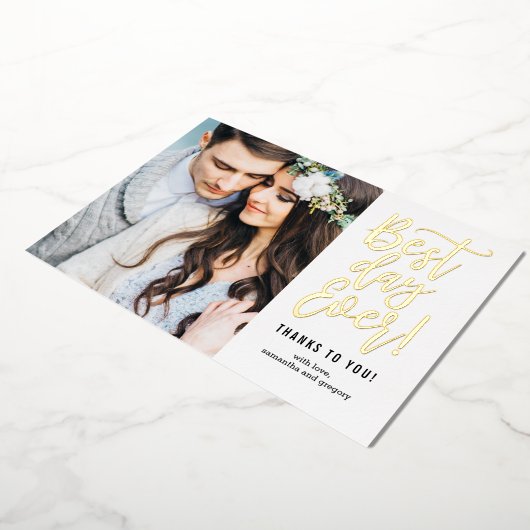 Best Day Ever Real FOIL Foto Danke Karte (Gedreht)