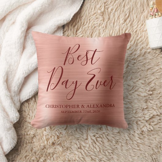Best Day Ever Rose Gold Blush Pink Hochzeit Kissen (Decke)