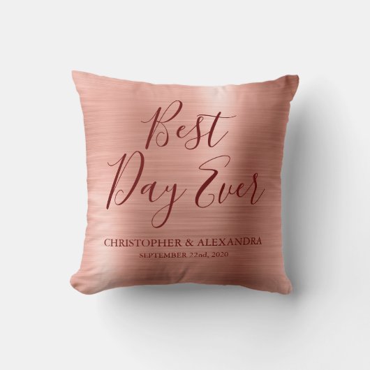 Best Day Ever Rose Gold Blush Pink Hochzeit Kissen (Vorderseite)