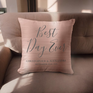 Best Day Ever Rose Gold Blush Pink Hochzeit Kissen
