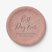 Best Day Ever Rose Gold Blush Pink Hochzeit Pappteller (Vorderseite)