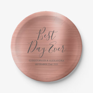 Best Day Ever Rose Gold Blush Pink Hochzeit Pappteller
