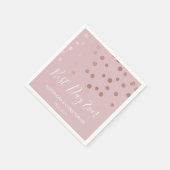 Best Day Ever Rose Goldene Confetti Hochzeit Serviette (Ecke)