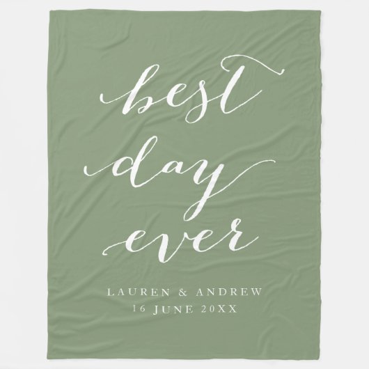 Best Day Ever Sage Wedding Fleece Blanket (Vorderseite)
