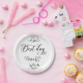 Best Day Ever Script Moderne Wedding Paper Plate Pappteller (Party)