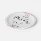 Best Day Ever Script Moderne Wedding Paper Plate Pappteller (Schrägansicht)