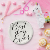 Best Day Ever Script Moderne Wedding Paper Plate Pappteller (Party)