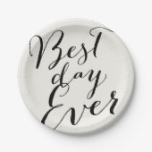 Best Day Ever Script Moderne Wedding Paper Plate Pappteller (Vorderseite)