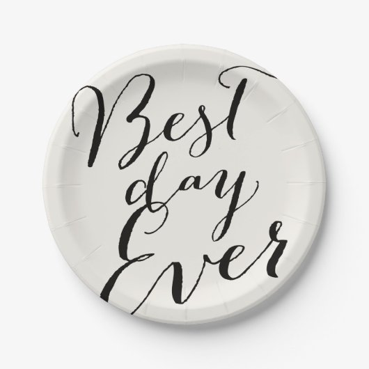 Best Day Ever Script Moderne Wedding Paper Plate Pappteller (Vorderseite)