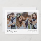 Best Day Ever Script Triptych Foto Hochzeit Dankeskarte (Vorderseite)