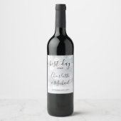 Best Day Ever Script Winter Snowflakes Hochzeit Weinetikett (Vorderseite)