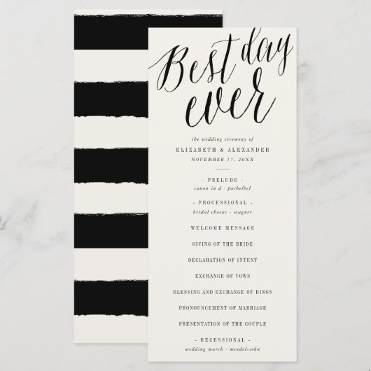 Best Day Ever Simple Script Calligraphy Wedding Programm (Vorne/Hinten)