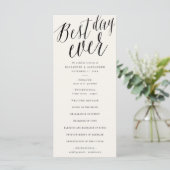 Best Day Ever Simple Script Calligraphy Wedding Programm (Stehend Vorderseite)
