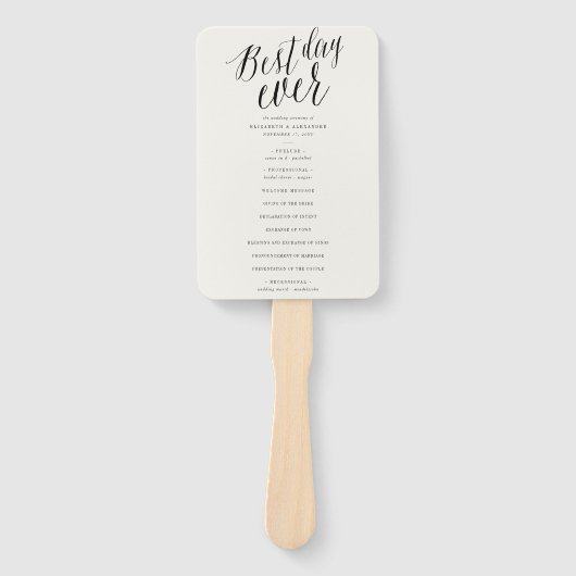 Best Day Ever Simple Script Chic Wedding Program Fächer (Vorderseite)