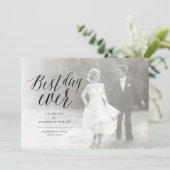 Best Day Ever Stilvolles Script Foto Moderne Hochz Dankeskarte (Stehend Vorderseite)