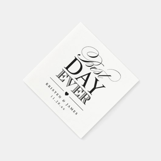 Best Day Ever Typografy Script Classy Wedding Serviette (Ecke)