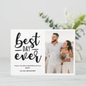Best Day Ever Wedday Foto Vielen Dank Dankeskarte (Stehend Vorderseite)