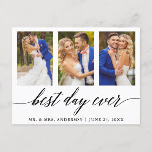 Best Day Ever Wedding Foto Calligraphy Vielen Dank Postkarte