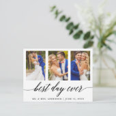 Best Day Ever Wedding Foto Calligraphy Vielen Dank Postkarte (Stehend Vorderseite)