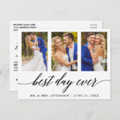 Best Day Ever Wedding Foto Calligraphy Vielen Dank Postkarte (Vorne/Hinten)
