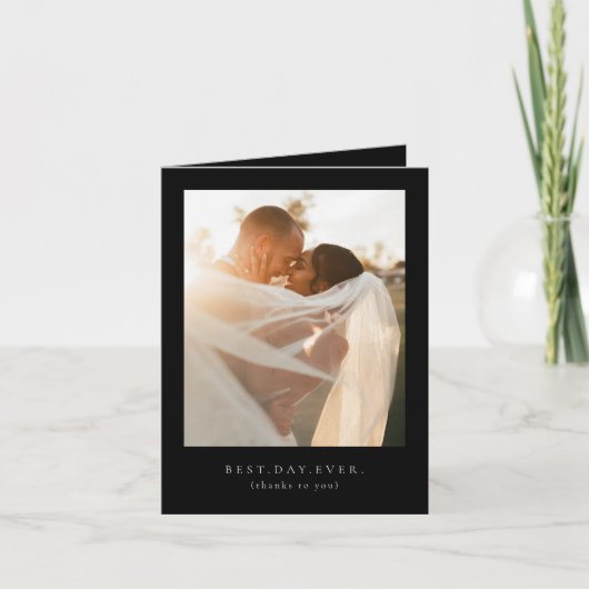Best Day Ever Wedding Foto Vielen Dank Dankeskarte (Vorderseite)