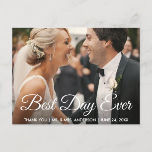 Best Day Ever Wedding Foto Vielen Dank Postkarte