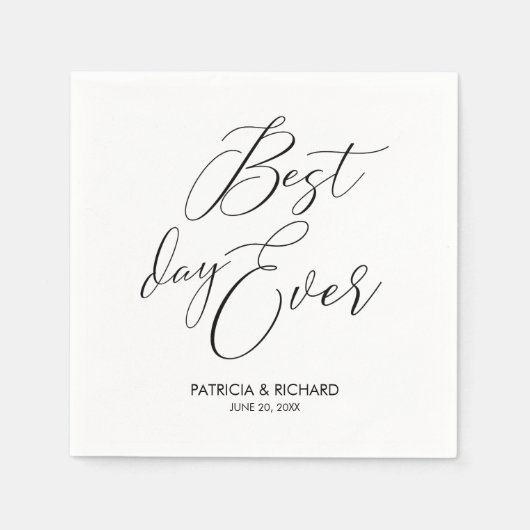 Best Day Ever Wedding Reception Chic Skript Serviette (Vorderseite)