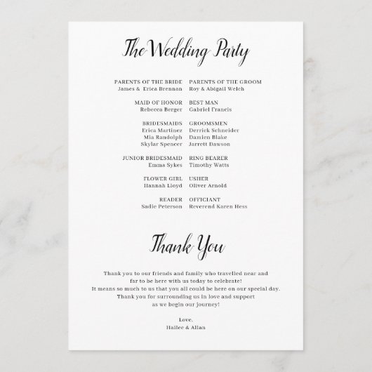 Best Day Ever Wedding Timeline Program Programm (Rückseite)