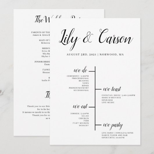 Best Day Ever Wedding Timeline Program Programm (Vorne/Hinten)