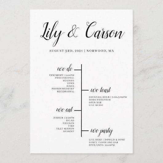 Best Day Ever Wedding Timeline Program Programm (Vorderseite)