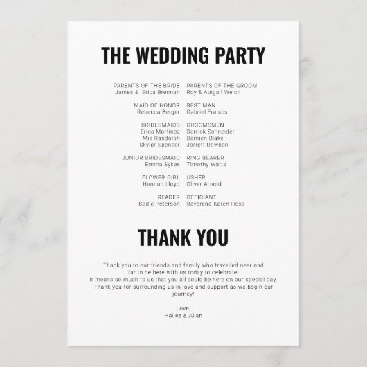 Best Day Ever Wedding Timeline Program Programm (Rückseite)