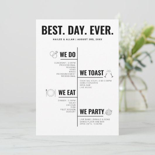 Best Day Ever Wedding Timeline Program Programm (Stehend Vorderseite)