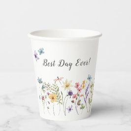 Best Day Ever Wildflower Floral Wedding Custom Pappbecher