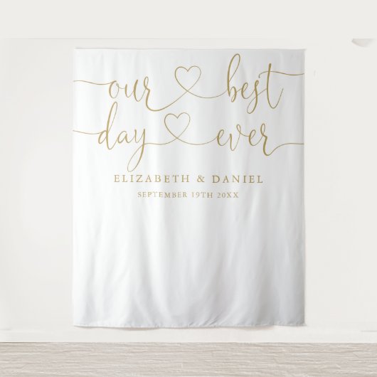 Best Day Gold Heart Script - Hochzeitszitat Foto H Wandteppich (Vorderseite)