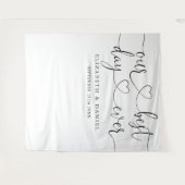 Best Day Heart Script Wedding Foto Stand Hintergru Wandteppich (Vorderseite (Horizontal))
