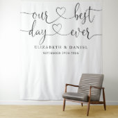 Best Day Heart Script Wedding Foto Stand Hintergru Wandteppich (Beispiel)