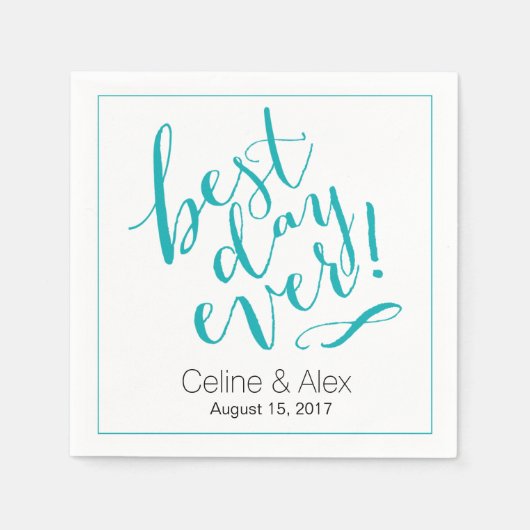 BEST DAY JE Wedding Day | AQUAMARIN Serviette (Vorderseite)