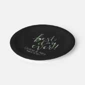 BEST DAY JE Wedding Day | kinderuhr mit silbernem Pappteller (Schrägansicht)