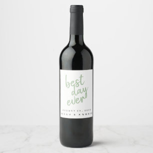 Best Day Sage Green Personalisiert Wine Label Weinetikett