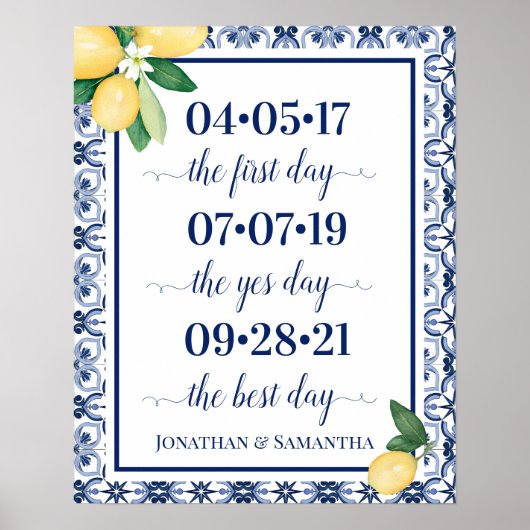 Best Day Wedding Date Yes Day Mediterranean Poster (Vorne)