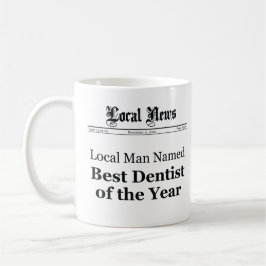 Best Dentist of The Year Newspaper Style Mug - Men Kaffeetasse