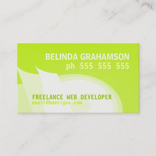 Best Design Lime Green + White Business Card Visitenkarte (Vorderseite)