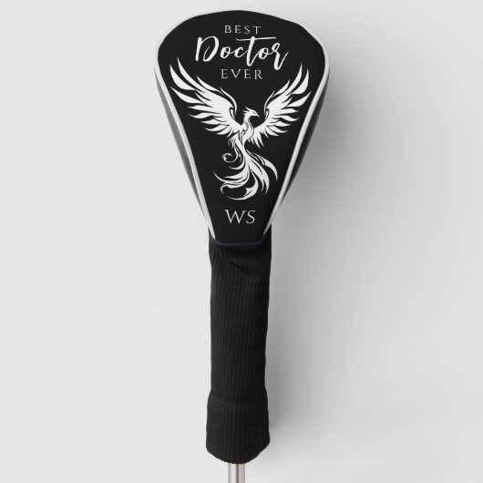 Best Doctor Phoenix Monogram, initial Black & Whit Golf Headcover (Vorderseite)
