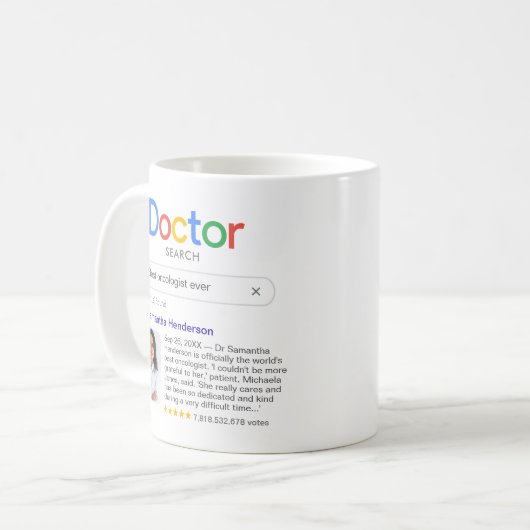 Best Doctor Search mit Foto & Message Kaffeetasse (Vorderseite Links)