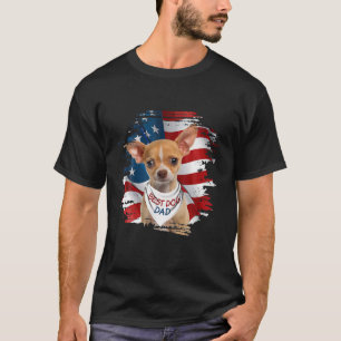 Best Dog Chihuahua Vater Niedlich USA Flag Happy F T-Shirt