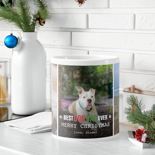 Best Dog Dad Ever 3 Photos Christmas Jumbo-Tasse
