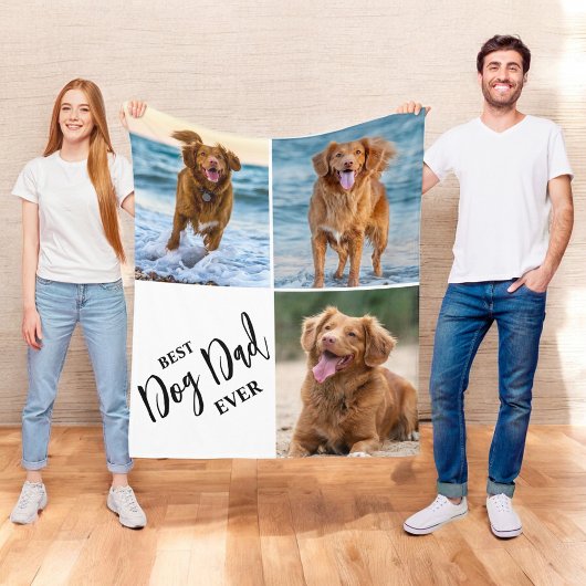 Best Dog Dad Ever Dog Lover Photo Collage Pet Fleecedecke